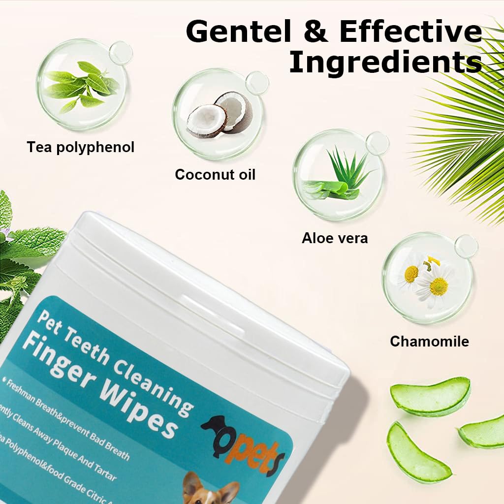 Dropsoro™ Pet Dental Finger Wipes (Pack of 50) – Easy Oral Care for Dogs & Cats