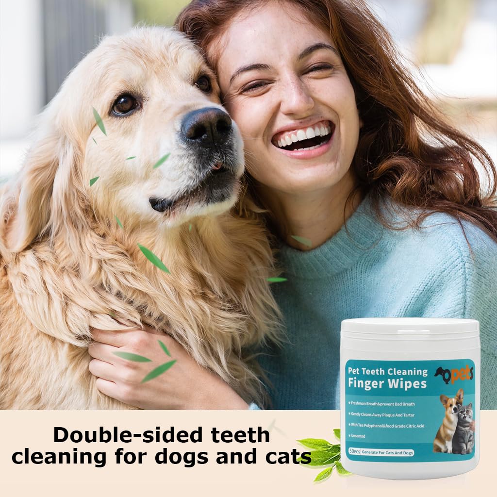 Dropsoro™ Pet Dental Finger Wipes (Pack of 50) – Easy Oral Care for Dogs & Cats